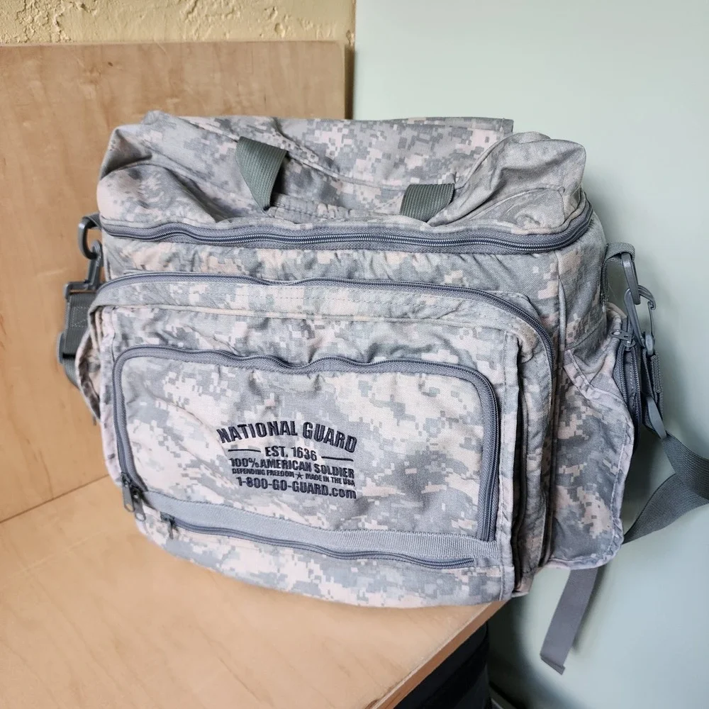 National Guard Digital Camo 3-Way Tactical Laptop Backpack Messenger Bag ACU